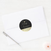 Eenvoudige luxe typografie zwart gouden hart ronde sticker (Envelop)
