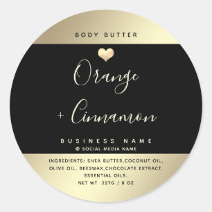 Eenvoudige luxe typografie zwart gouden hart vierk ronde sticker