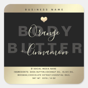 Eenvoudige luxe typografie zwart gouden hart vierk vierkante sticker
