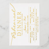 Eenvoudige luxe witte goudrepetitie - diner folie uitnodiging (Voorkant)