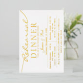 Eenvoudige luxe witte goudrepetitie - diner folie uitnodiging (Staand Voorkant)