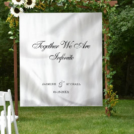 Eenvoudige luxe witte textuur trouwcitaat achterwa wandkleed