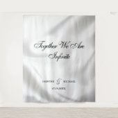 Eenvoudige Luxe Witte Textuur Wedding Quote Achter Wandkleed (Voorkant)