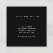 Eenvoudige Luxe Zwart & Wit Minimal Boutique Vierkante Visitekaartje (Achterkant)