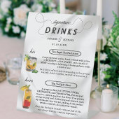 Eenvoudige Luxe Zwart Wit Trouwhandtekening Drink Reclamebord Met Voetstuk