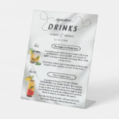 Eenvoudige Luxe Zwart Wit Trouwhandtekening Drink Reclamebord Met Voetstuk (Voorkant)