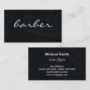 Eenvoudige luxe zwart-witbarber-typografie visitekaartje