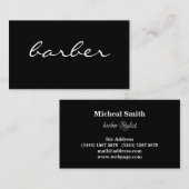 Eenvoudige luxe zwart-witbarber-typografie visitekaartje (Voorkant / Achterkant)