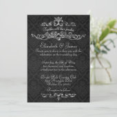 Eenvoudige Luxury Black Damask Wedding-uitnodiging Kaart (Staand voorkant)