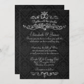 Eenvoudige Luxury Black Damask Wedding-uitnodiging Kaart (Voorkant / Achterkant)