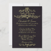 Eenvoudige Luxury Black en Gold Wedding-uitnodigin Kaart (Voorkant)