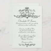 Eenvoudige Luxury Black en White Wedding Invitatio Kaart (Voorkant / Achterkant)