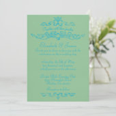 Eenvoudige Luxury Blue en Green Wedding Invitation Kaart (Staand voorkant)
