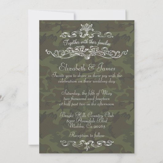 Eenvoudige Luxury Camo Wedding Invitations Kaart (Voorkant)