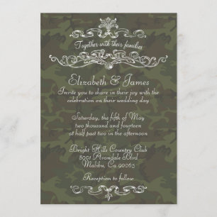 Eenvoudige Luxury Camo Wedding Invitations Kaart