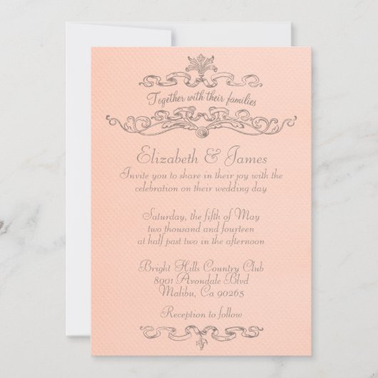 Eenvoudige Luxury Coral Wedding Invitations Kaart (Voorkant)