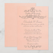 Eenvoudige Luxury Coral Wedding Invitations Kaart (Voorkant / Achterkant)