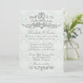 Eenvoudige Luxury Damask Wedding Invitations Kaart (Staand voorkant)