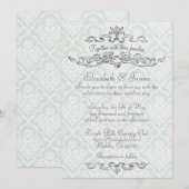 Eenvoudige Luxury Damask Wedding Invitations Kaart (Voorkant / Achterkant)