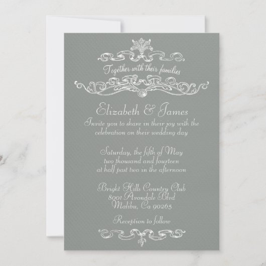 Eenvoudige Luxury Gray Wedding Invitations Kaart (Voorkant)