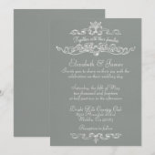 Eenvoudige Luxury Gray Wedding Invitations Kaart (Voorkant / Achterkant)