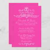 Eenvoudige Luxury Hot Pink Wedding Invitations Kaart (Voorkant / Achterkant)