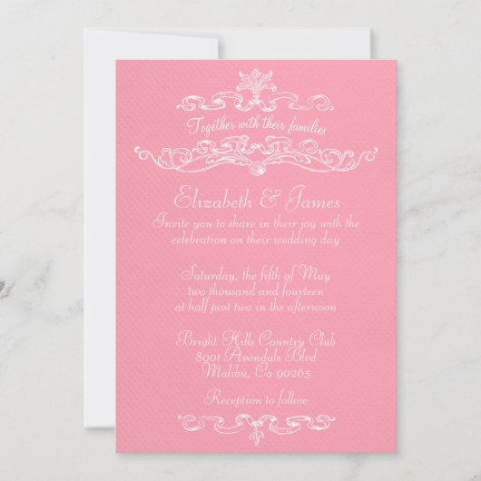 Eenvoudige Luxury Pink Wedding Invitations Kaart (Voorkant)