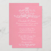 Eenvoudige Luxury Pink Wedding Invitations Kaart (Voorkant / Achterkant)