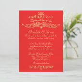Eenvoudige Luxury Red- en Gold Wedding-uitnodiging Kaart (Staand voorkant)