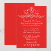Eenvoudige Luxury Red- en White Wedding-uitnodigin Kaart (Voorkant / Achterkant)