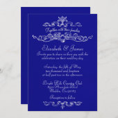 Eenvoudige Luxury Royal Blue Wedding Invitations Kaart (Voorkant / Achterkant)