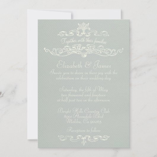 Eenvoudige Luxury Silver Wedding Invitations Kaart (Voorkant)