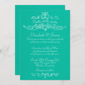 Eenvoudige Luxury Turquoise Wedding Invitations Kaart (Voorkant / Achterkant)