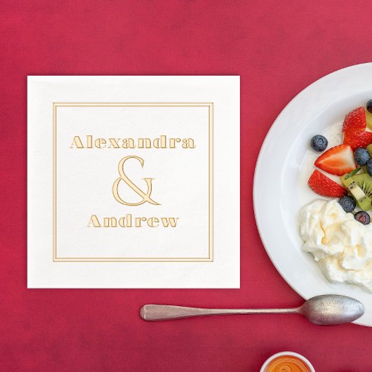 Eenvoudige Luxury Wedding Verloving Paar Naam Folie Servetten