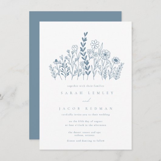 Eenvoudige maagdenpalm Wildflower Tuin Bruiloft Kaart (Voorkant / Achterkant)