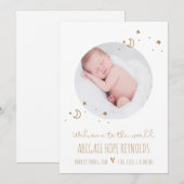 Eenvoudige maan en sterren Baby Geboorte Foto (Voorkant / Achterkant)
