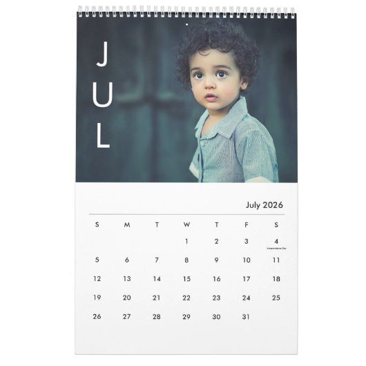 Eenvoudige maand minimalistische foto kalender (Jul 2026)