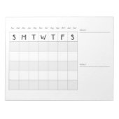 Eenvoudige maandelijkse kalender met notitieblok o (Voorkant)