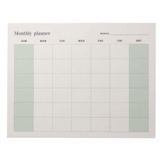 Eenvoudige maandelijkse planner, aangepaste tekst notitieblok (Voorkant)