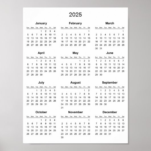 Eenvoudige maar Elegante 2025 Agenda |  Poster (Voorkant)