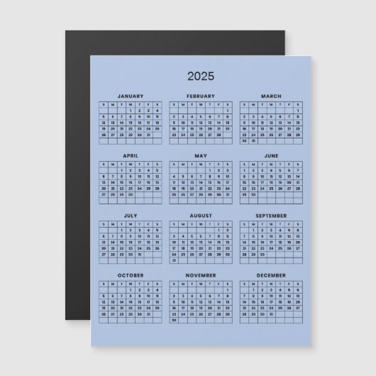 Eenvoudige maar elegante 2025 kalender | Magnetisc (Voorkant / Achterkant)