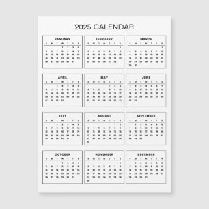 Eenvoudige maar elegante 2025 kalender   Magnetisc