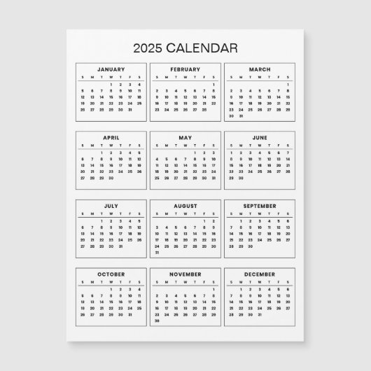 Eenvoudige maar elegante 2025 kalender | Magnetisc (Voorkant)