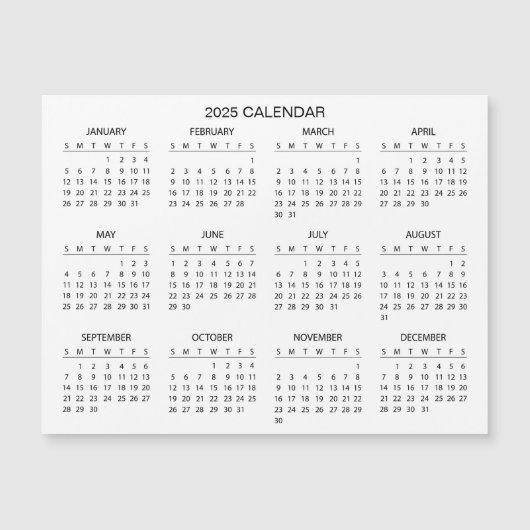 Eenvoudige maar elegante 2025 kalender | Magnetisc (Voorkant)
