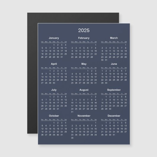 Eenvoudige maar elegante 2025 kalender | Magnetisc (Voorkant / Achterkant)