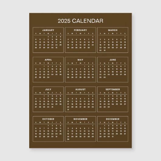 Eenvoudige maar elegante 2025 kalender | Magnetisc (Voorkant)