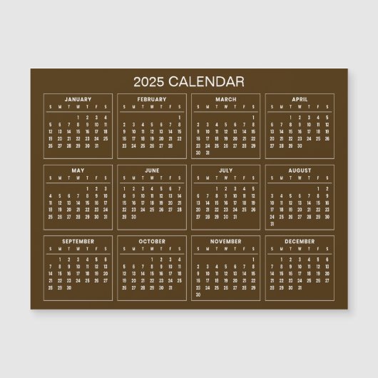 Eenvoudige maar elegante 2025 kalender | Magnetisc (Voorkant)