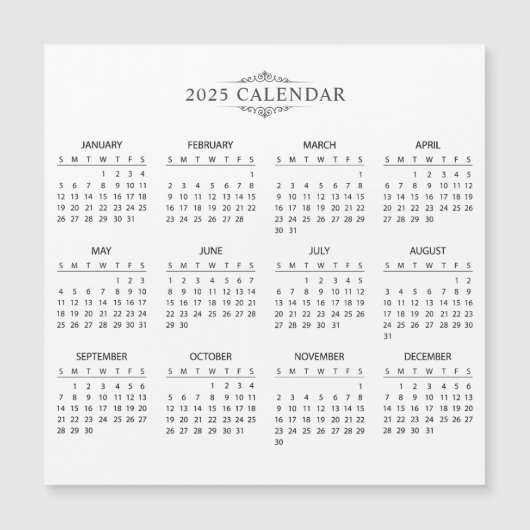 Eenvoudige maar elegante 2025 kalender | Magnetisc (Voorkant)