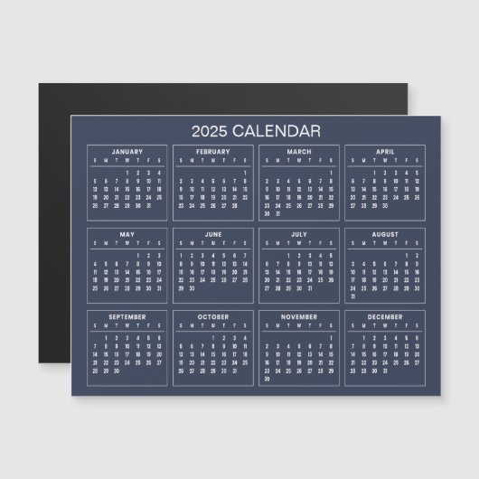 Eenvoudige maar elegante 2025 kalender | Magnetisc (Voorkant / Achterkant)