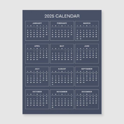 Eenvoudige maar elegante 2025 kalender | Magnetisc (Voorkant)